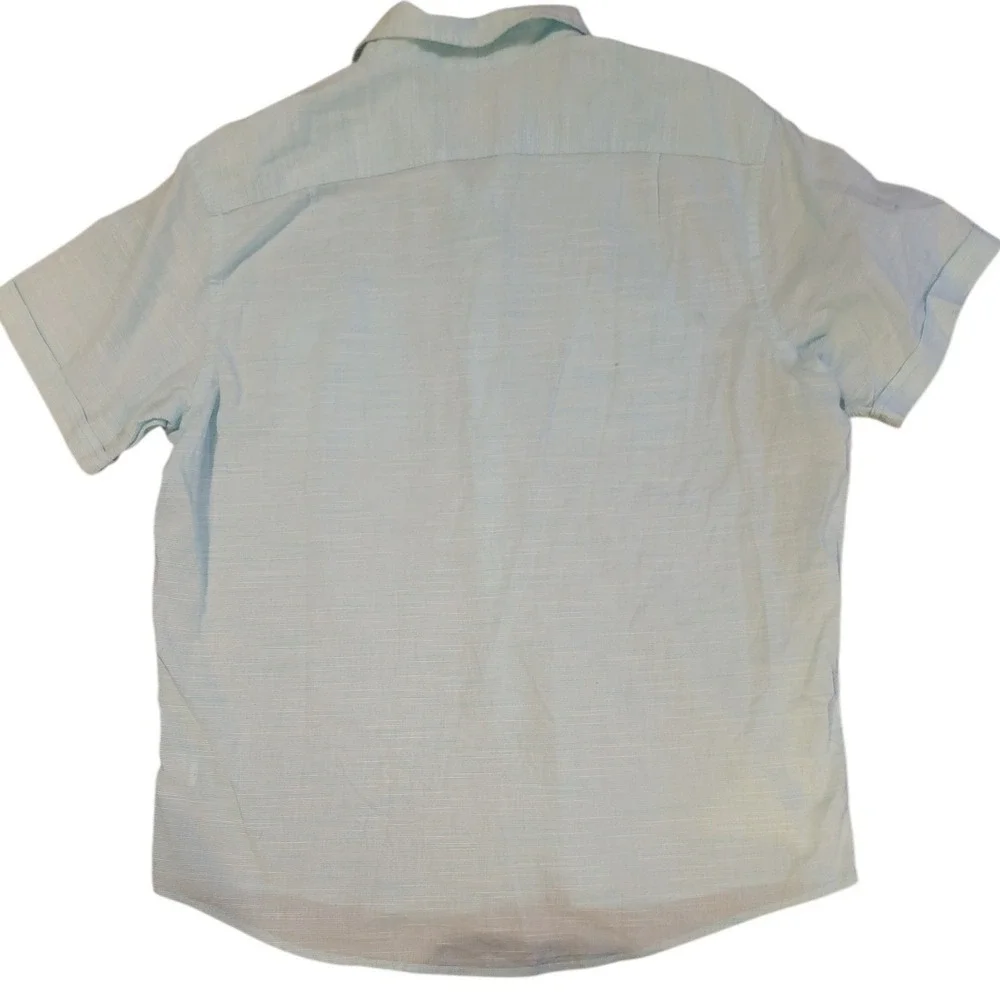 IZOD Saltwater‎ Mens Short Sleeve Button Up Shirt Light Blue Striped Size XXL